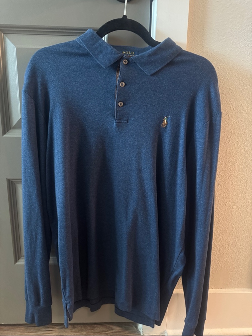 Polo by Ralph Lauren Men’s Long-Sleeve Blue Polo Shirt
